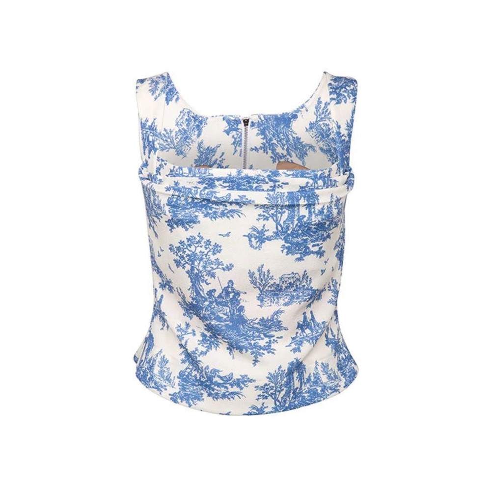 Miaou blue toile Imogen corset top - Picture 1 of 4